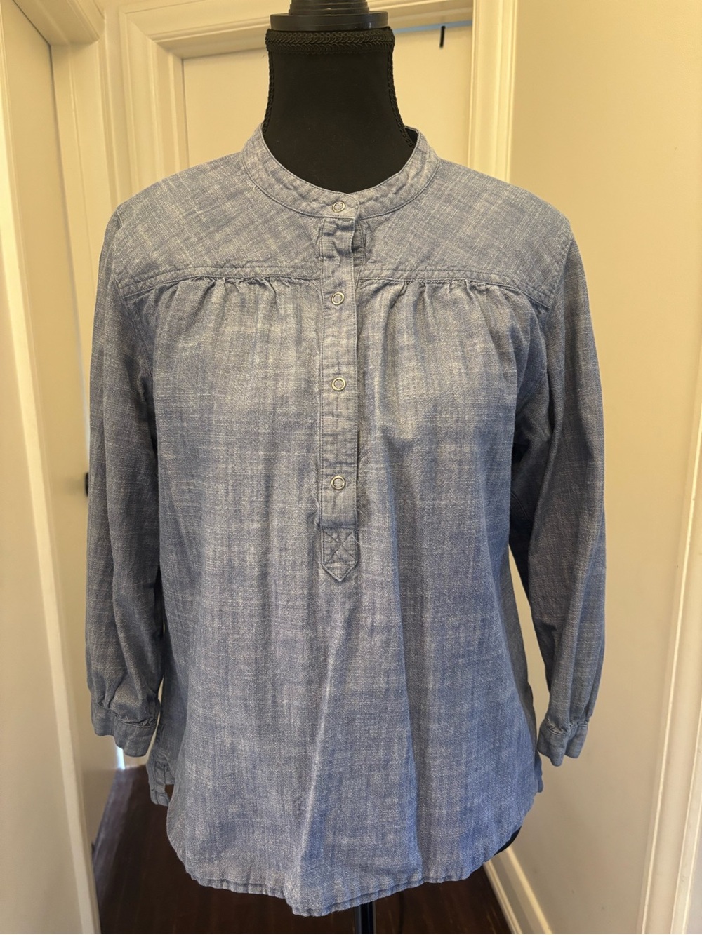 Patagonia Light Washed Blue Button-Front Chambray Tunic